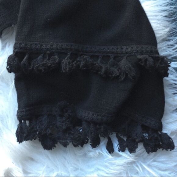 skylar + madison black boho tasseled crop going out sexy midriff top Sz Small - Picture 4 of 8